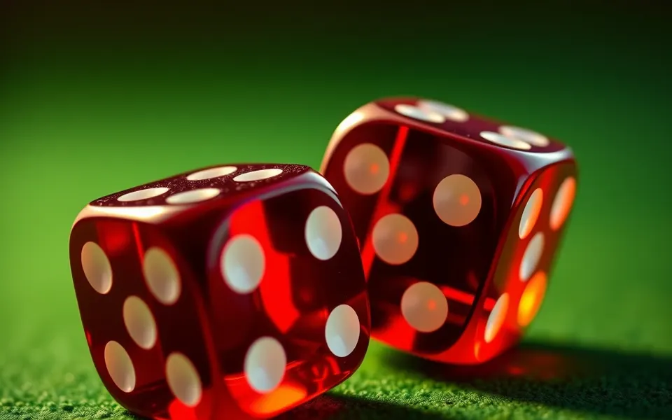 Due dadi rossi su un tavolo verde, come le scelte di un budget di gioco