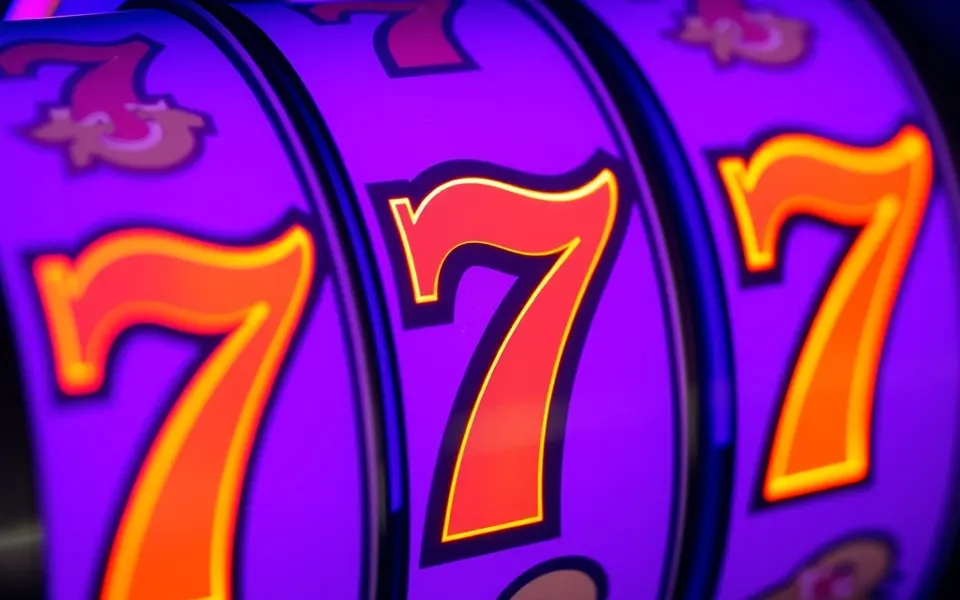 Tre sette dorati su una slot machine, simbolo del gioco online con deposito minimo 5 euro